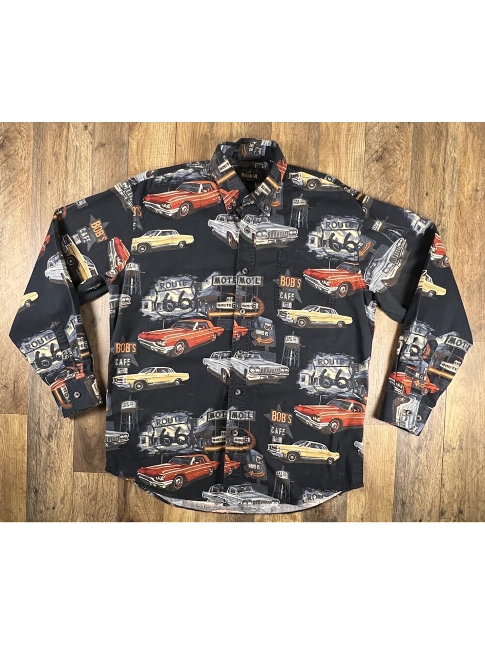 RedHead Route 66 Classic Car All Over Print Button Down Shirt AOP Medium Cars